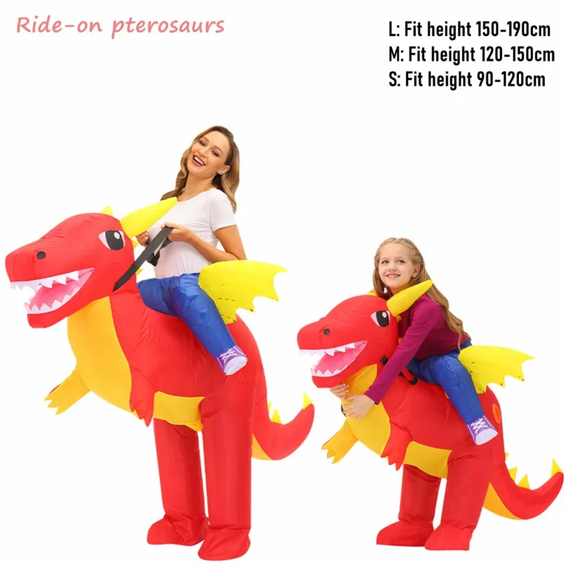 Jazda na pterosauroch kostým červená nafukovacia oblek Dino Party narodeniny Kids Dinosaur Darček nafukovací kostým fit výška 90 cm-200 cm d