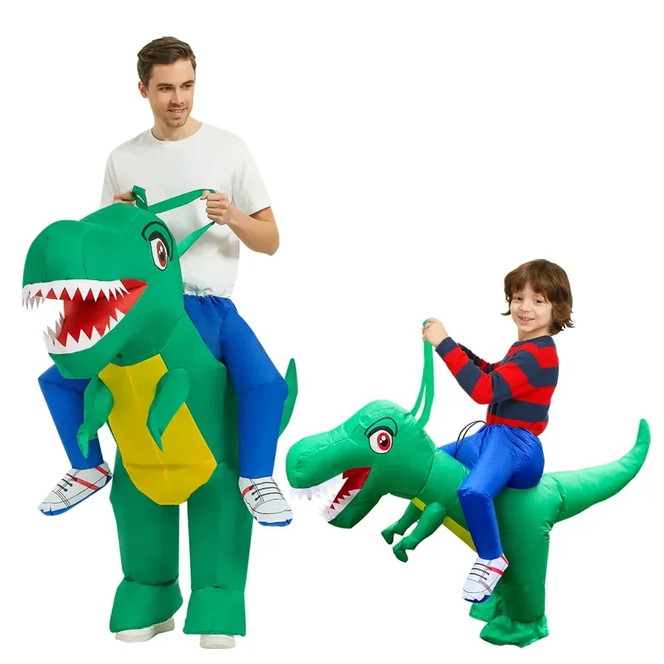 Jazdec na karikatúre s veľkými očami dinosaurus tyrannosaurus rex nafukovací kostým Outdoor Activity Party