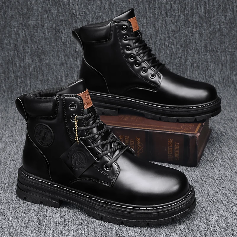 Jazdné topánky Walking topánky pre mužov vonkajšie topánky Luxusné značky Pánske členkové topánky Zimné nové vysoké topánky Classic Design