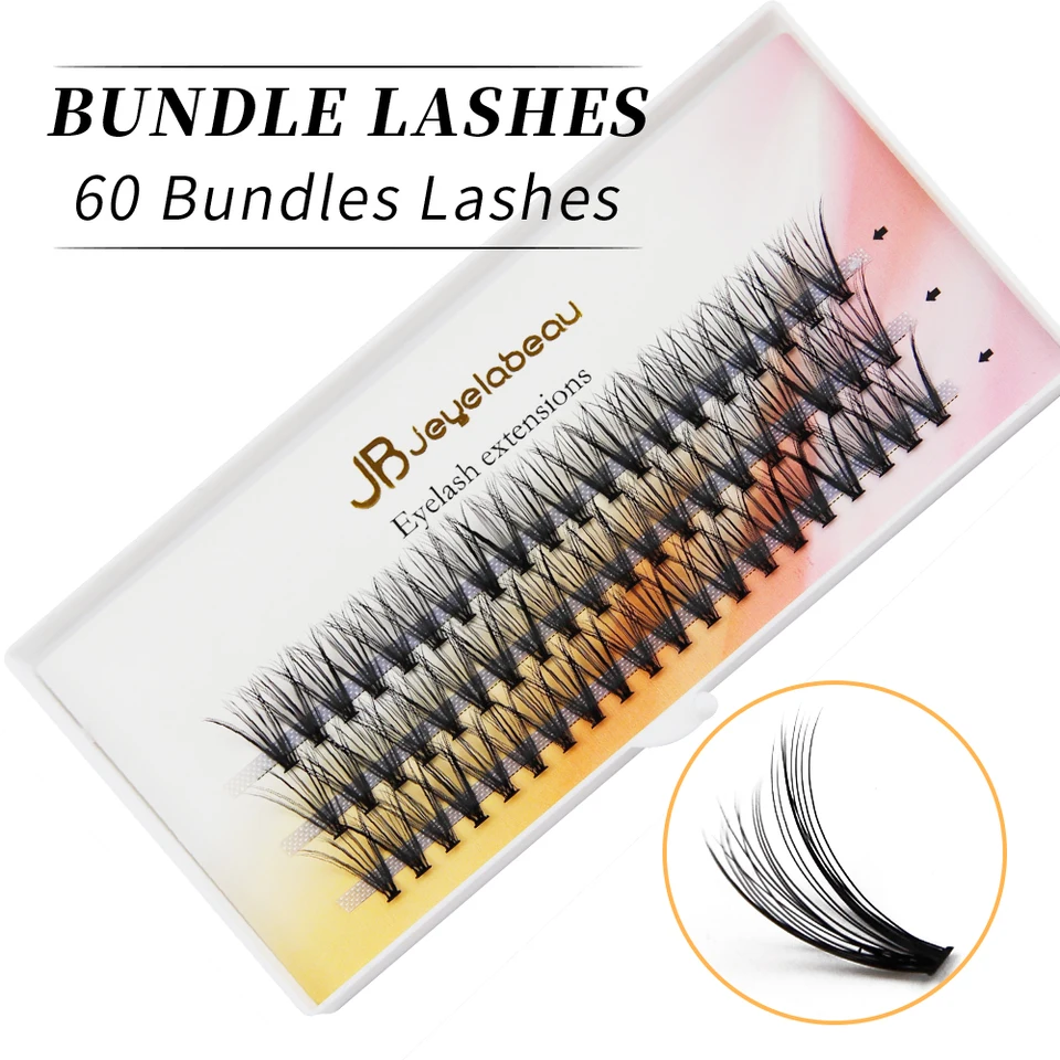 JB Jeyelabeau Natural 10D/20D/30D/40D DIY KLOSTER RISHES 60 zväzkov individuálne norky mihalnice rias načrtávajúce make -up cilias dodávky