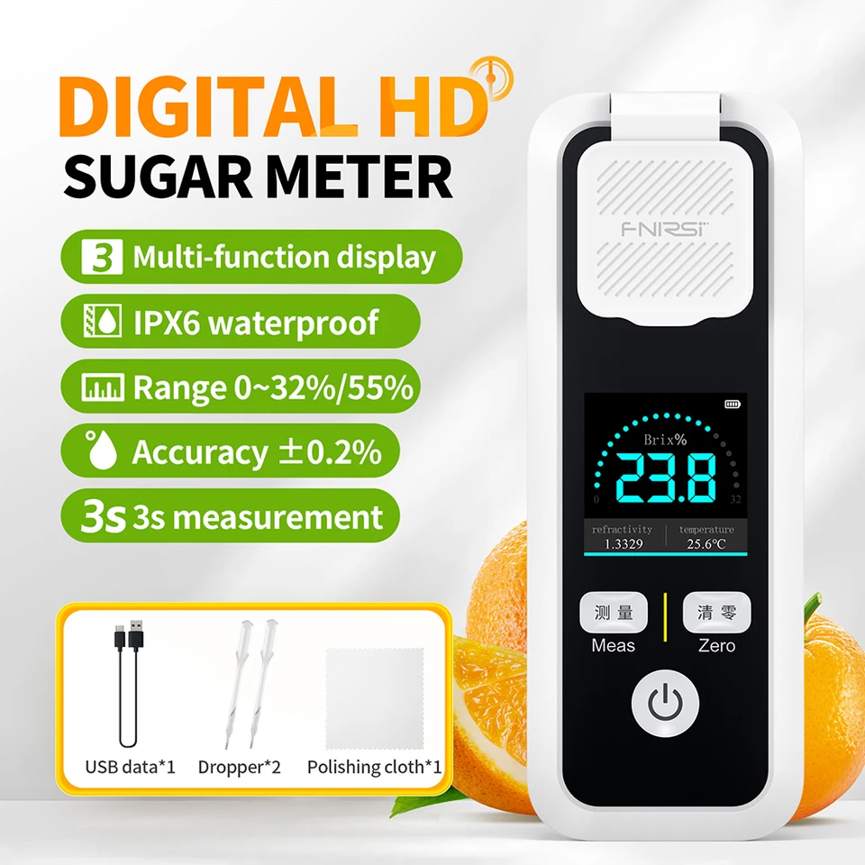 JBM-10 JBM-20 Digital Brix Refraktometra Nabíjateľný obsah obsahu cukru Meter ovocná šťava nápojové pivo 32%/55% nástroj