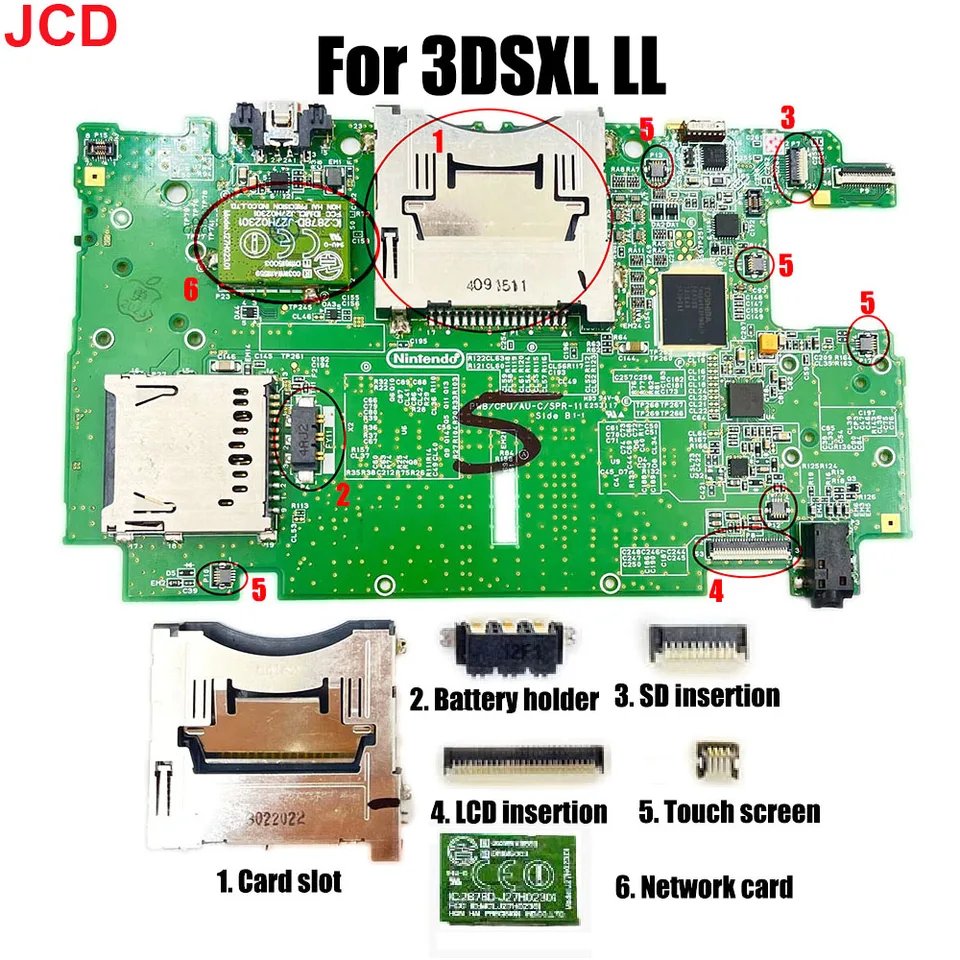 JCD 1PCS pre 3DS XL LL Príslušenstvo pre údržbu hostiteľa Big Tri tri LCD karta slot batérie držiak dotykovú obrazovku