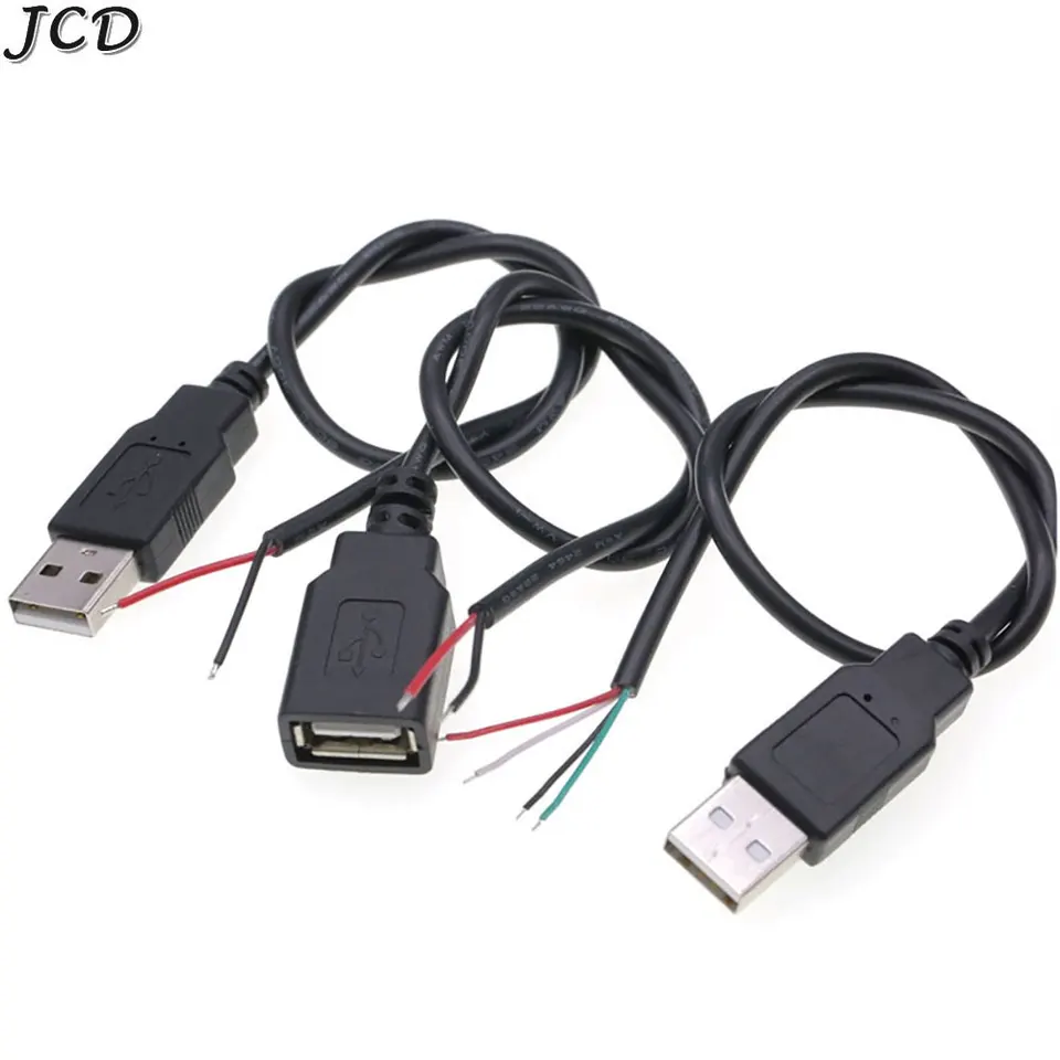 JCD 2PIN 4PIN USB nabíjačka konektor USB 2.0 Mužský ženský napájací napájací predlžovací kábel nabíjacie kábel