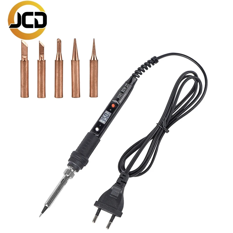 JCD 908S 80W Spájkovanie železa s tipmi Digitálna displej Nastaviteľná teplota 220V/110V Spájka na zváracie zariadenie