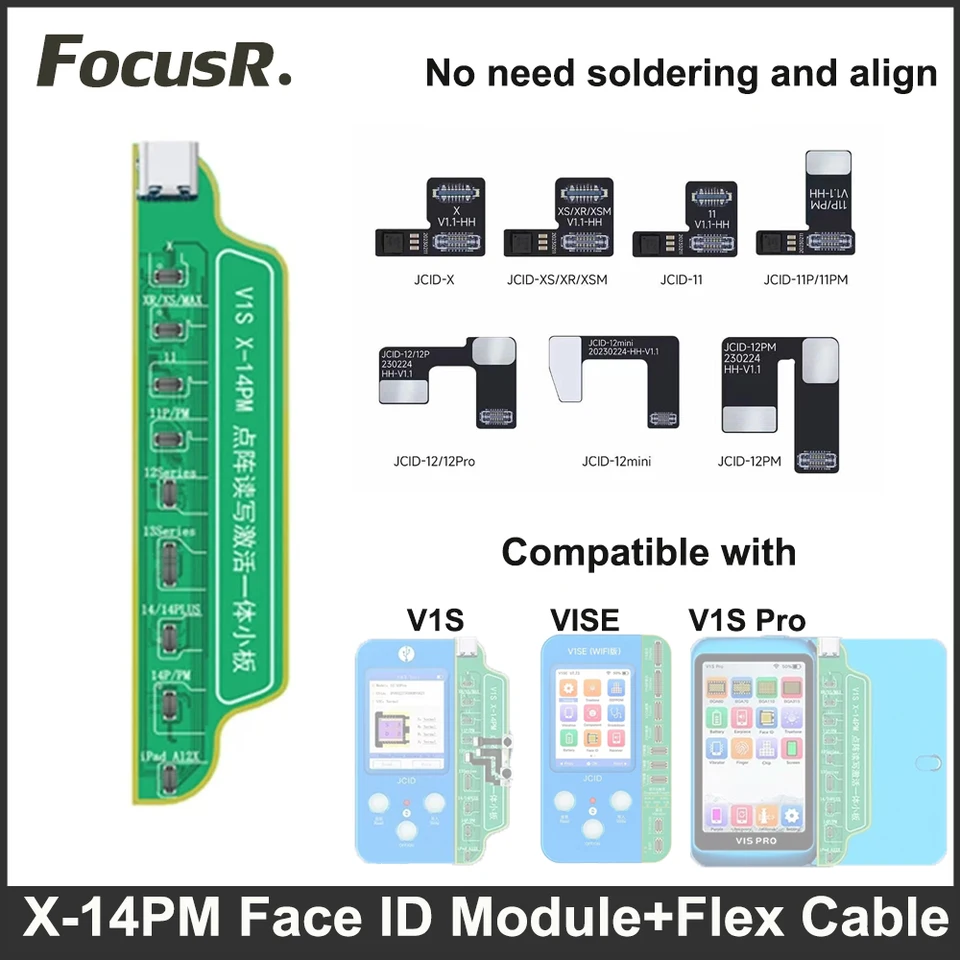 JCID Face ID opravy Flex kábel, ktorý nie je potrebné zváranie pre iPhone x-14 15:00 Použite JC V1SE V1S Pro Dot Matrix OPRAVY