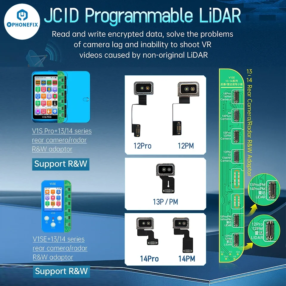 JCID V1SE V1S PRO LIDAR RADAR FPC FLEX pre iPhone 12 Pro-14 Pro Max Fix Oprava Camera Lag Pop-up okna od neživenej zadnej kamery