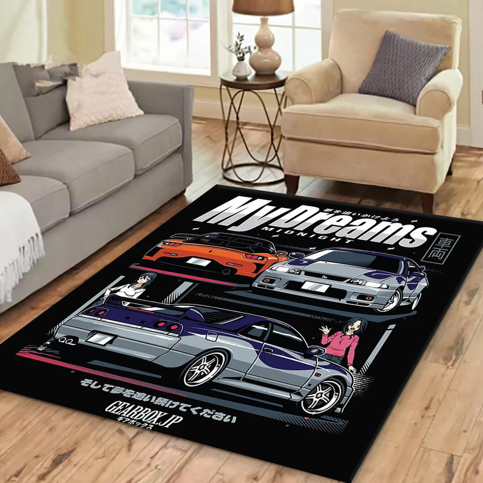 JDM Cool Racing06car Tlačený koberec nekĺzaný viacerých funkcií koberca Obývacia izba koberec Vstupný koberec Domáca kuchyňa DECON