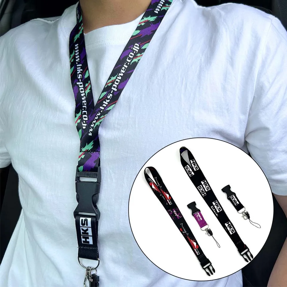 JDM Racing HKS Power Reclenable Lanyard Car Keychain Work ID Držiteľ mobilného remienka na krk Rýchle uvoľnenie Keyring HKS Lanyard Keychai