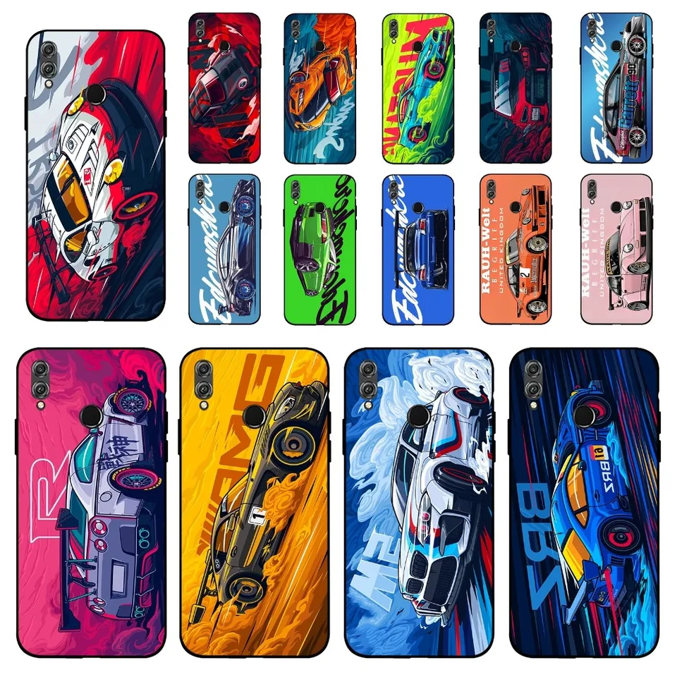 JDM Tokyo Drift Športové auto Muž Men Men Men Muž telefón pre telefón Huawei Honor 10 Lite 9 20 7a 9x 30 50 60 70 Pro Plus mäkký silikónový kryt