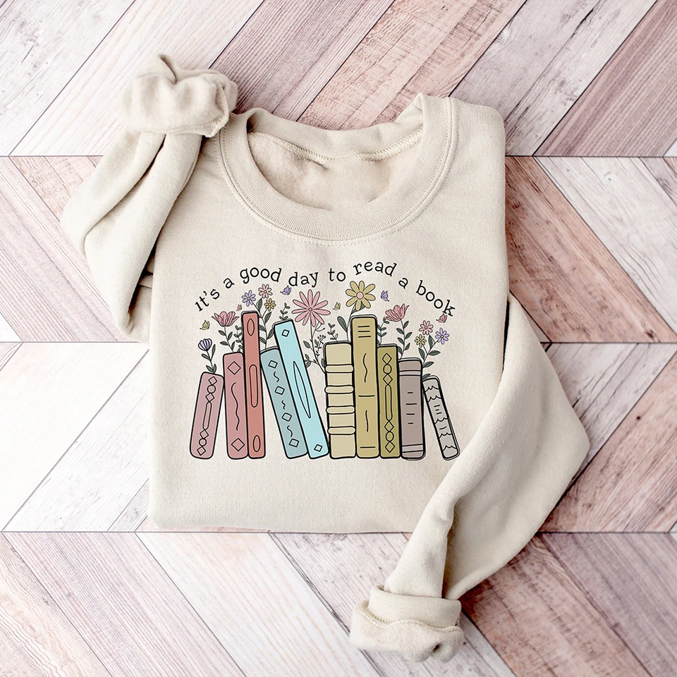 Je to dobrý deň na prečítanie knihy mikina knihy Lover Crewneck s dlhým rukávom Mikina Ženy Základné vrcholy