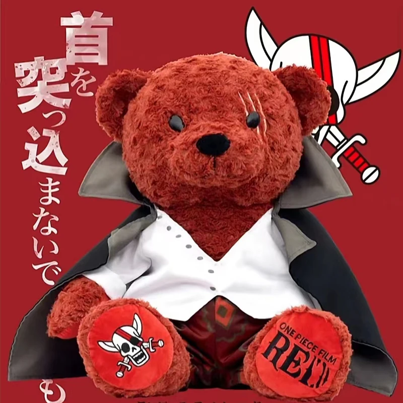 Jeden diel film Red Uta Shanks Plush Toys Anime Periférna červenovlasá dcéra karikatúra Kawaii Animal Teddy Bear Hračky Hračky Doll