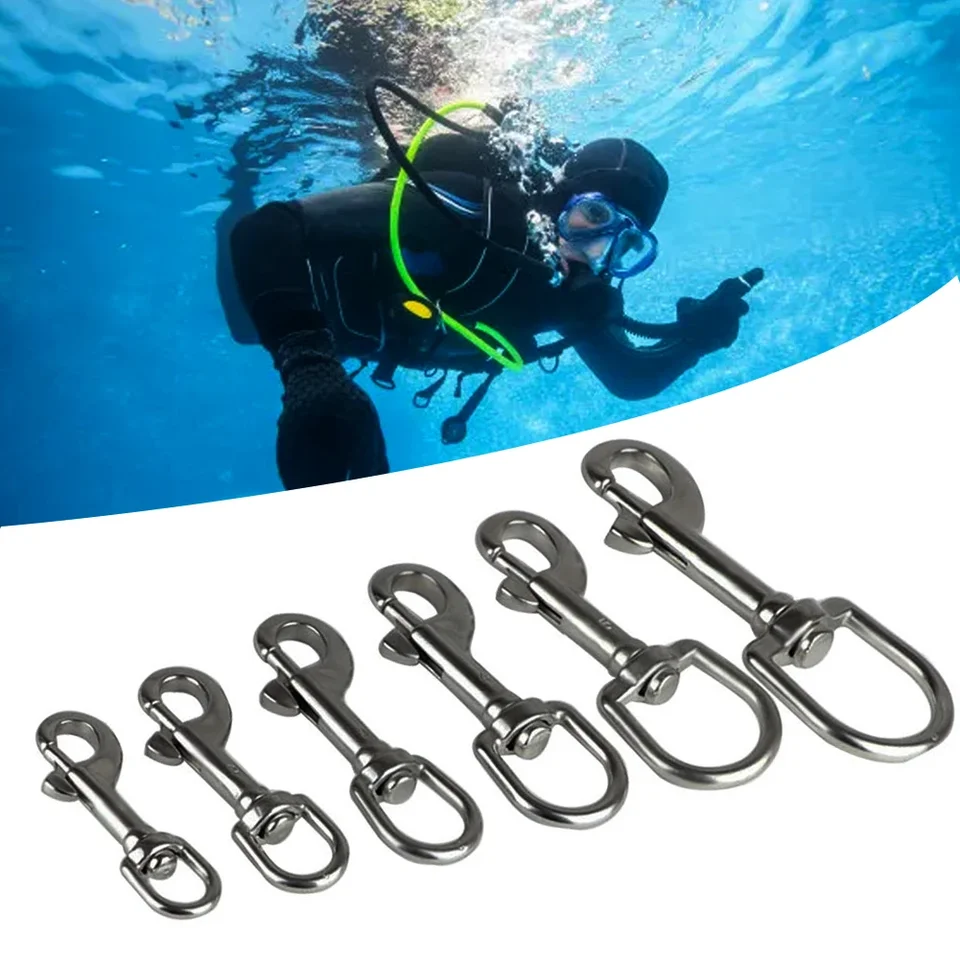 Jeden/dvojitý koncový potápačský háčik z nehrdzavejúcej oceľovej skrutky skrutky rýchleho remízenia Link Carabiner 360 ° rotácia Snap Hook Clip