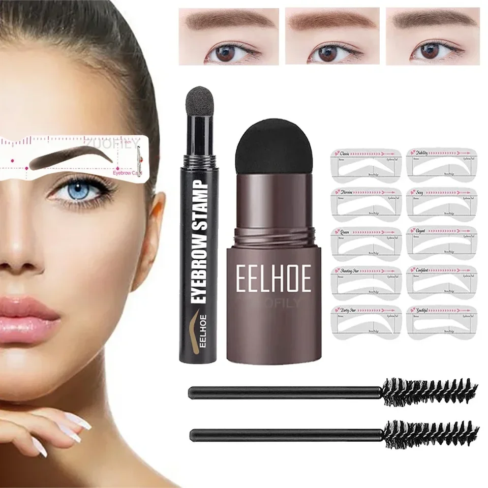 Jeden krok obočie, známka tvarovanie súpravy súpravy make -up obočie, vodotesná obrysová šablón Tint Tint Natural Stick Hairline Cosmetics Enhange