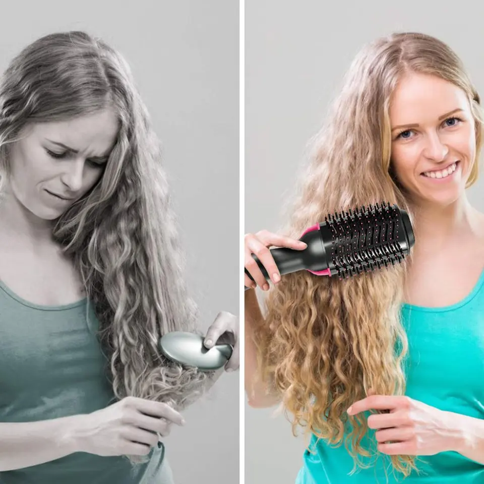 Jeden krok sušič vlasov a objemový salón Hot Air Brush Paddle Styling Comp negatívny iónový generátor natáčanie vlasov.