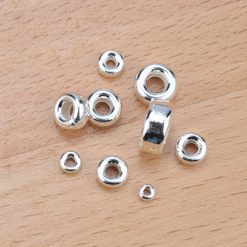 Jeden kus 925 Sterling Silver Spacer Pirálky guľaté tvare hladkého kolesa šperky korálky pre strieborný náramok a náhrdelník DIY