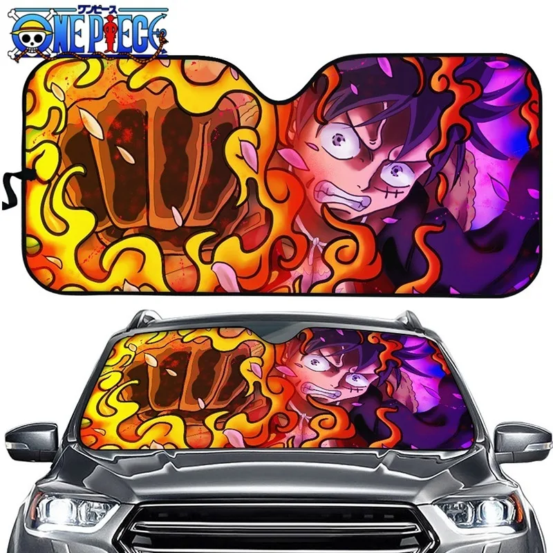 Jeden kus anime Luffy Car čelné sklo Sunshades Exteriérové ​​doplnky Kreatívne Zoro letné auto Sunshade Cartoon Dekorácie darčeky