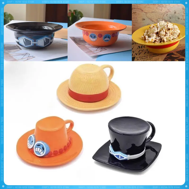 Jeden kus anime Luffy Slaw Hat MODLA Vodná šálka roztomilý ramen misa karikatúra domácnosť keramická rezúrová misa