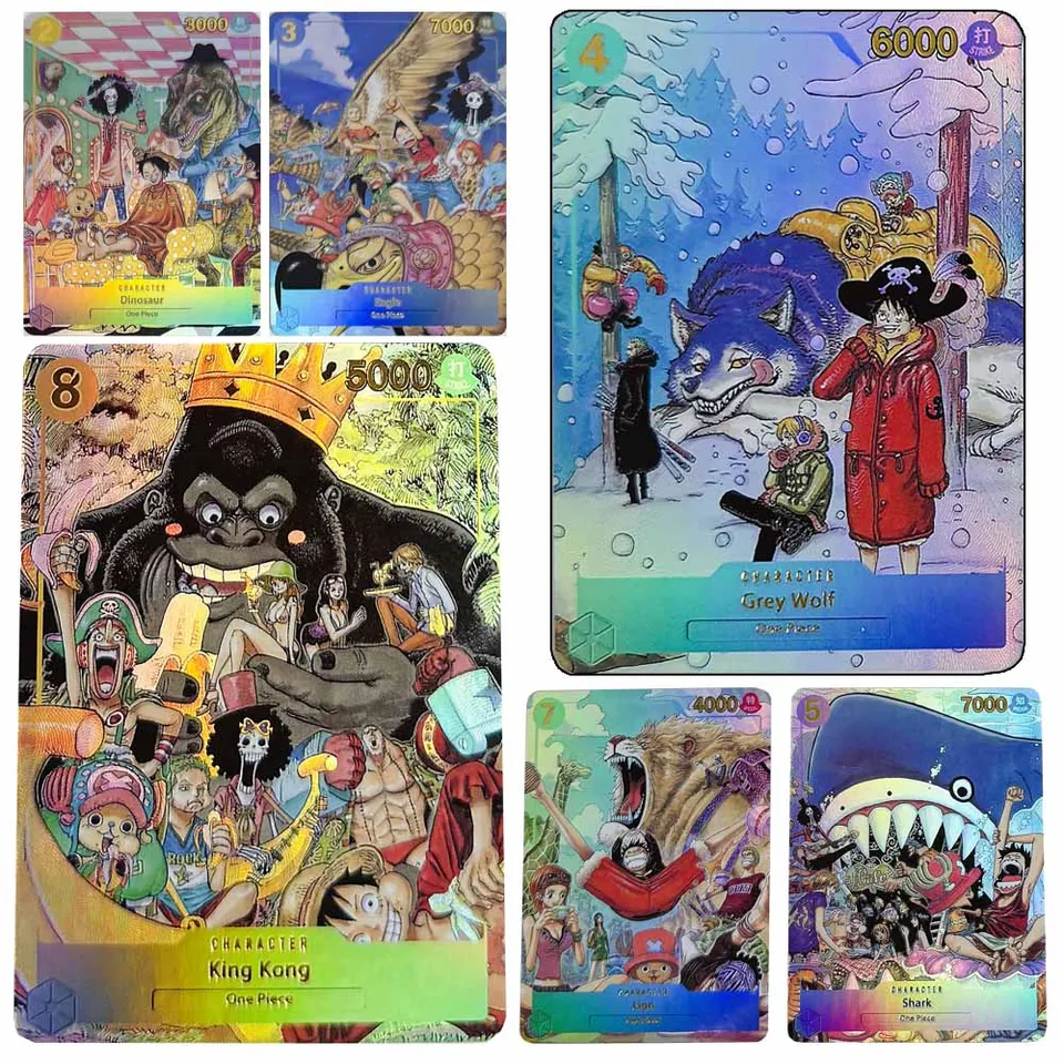 Jeden kus DIY 9ks/set Luffy Chopper Nami Vivi Hot Railing Zbierka Zbierka Karta Refrakčná brilancia Vianočné narodeniny darčeky