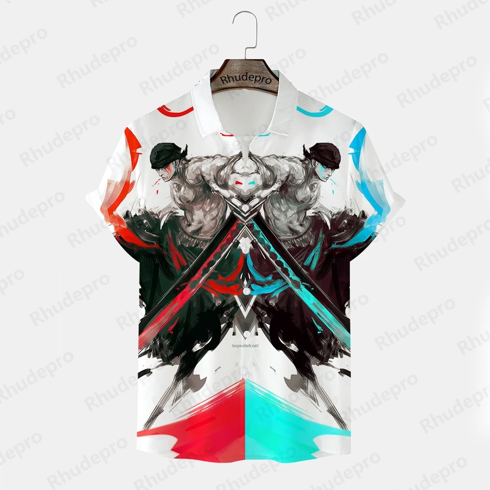 Jeden kus hip hopu gundam model košele Men 5xl darček Y2K Monkey D Luffy Pánske oblečenie Trend tops vysoko kvalitné oblečenie Roronoa Zoro