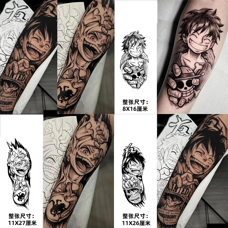 Jeden kus leffy tetovania nálepky anime bylinné nálepky na prenos vody pre dospelých Dospelé telo Odolné neostrené rameno falošné tetovacie hračky Darček