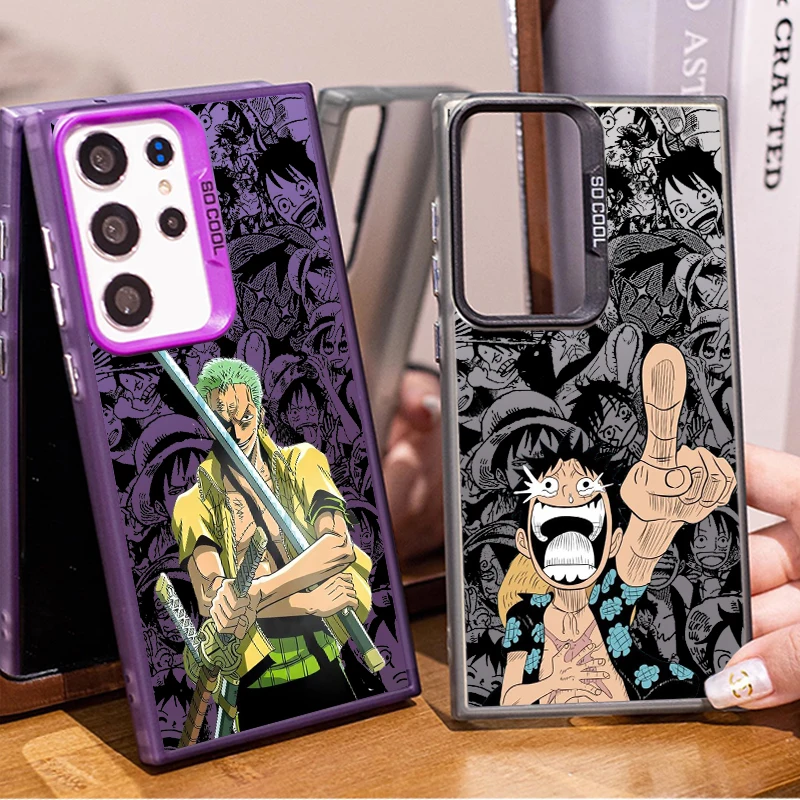 Jeden kus Luffy Comics Zoro pre Samsung A71 A52 A53 A51 A34 A33 A32 A21S A23 A15 A12 A13 A05 5G Farebná strieborná fonda