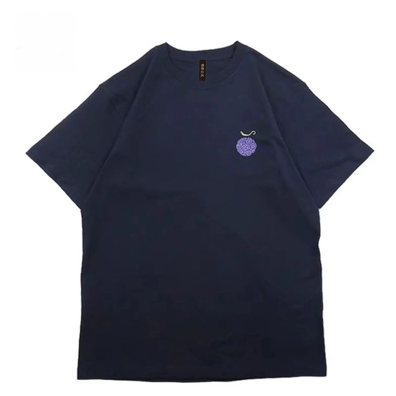 Jeden kus Luffy Devil Nut Foat Pattern Summer Nový krátky rukáv čistý bavlnený pár všestranný a Funt-Shirt Anime Loose Veľkosť