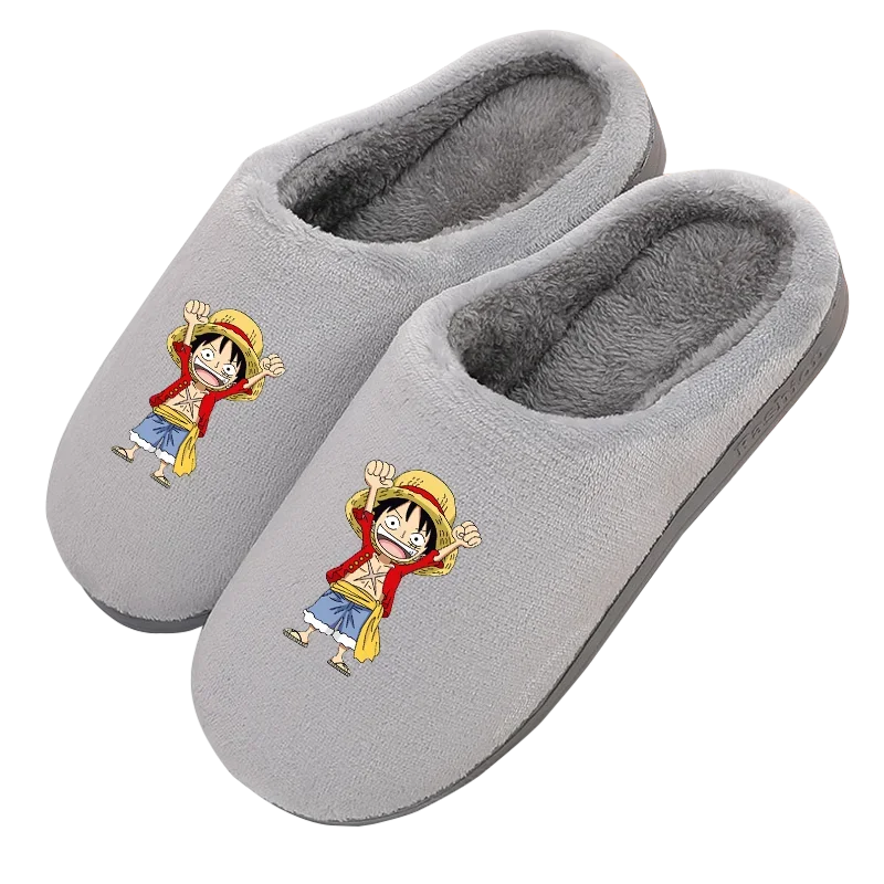 Jeden kus Luffy Zoro Animeshoes Fluffywinter Inoorsoft Plush Cottonshoes módne teplé domáce domáce interiéry mäkké podrážky ležérne šmykľavky