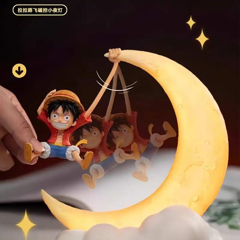 Jeden kus originálne luffy nočné svetlo anime Periférna stolná dekorácia dekorácia magnetickej ovládacieho prvku Moon lampa Deti vtipné dovolenkové darčeky