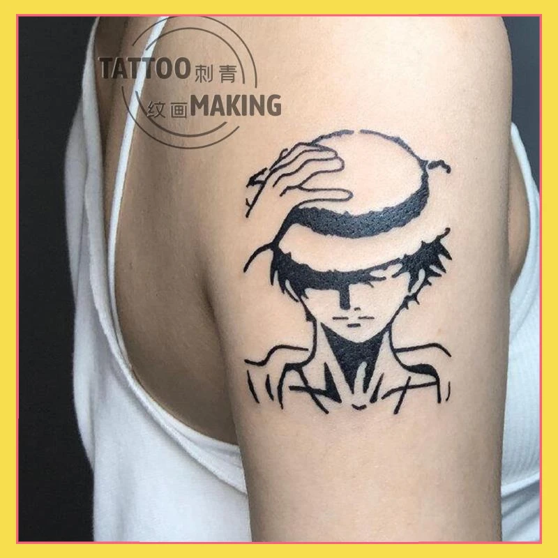 Jeden kus slamy klobúk Luffy Tattoo Patch Dark nepremokavá odolná samica mužskej trendy cool čierna a biela simulácia tetovanie na paži