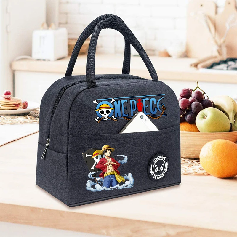 Jeden kus študent obed obed s taškou dieťa Luffy Zoro Anime Cute Lunch Box Men Dospelý kancelársky tepelný insulat Prípad detských darčekov k narodeninám