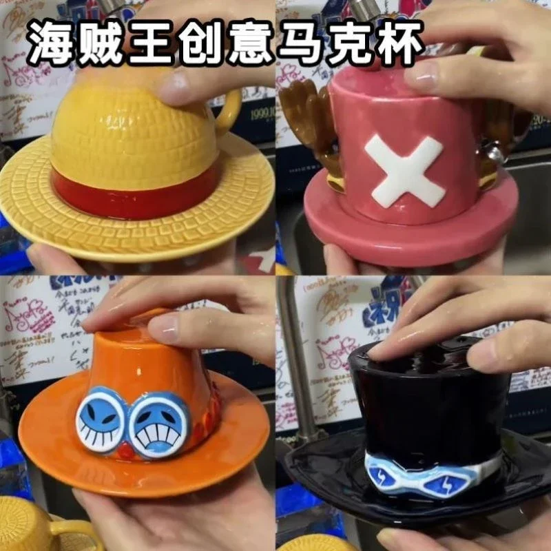 Jeden kus šálky slamy klobúk Luffy joba Ace Saab Hrgs Anime Periférne klobúky Kávové hrnčeky