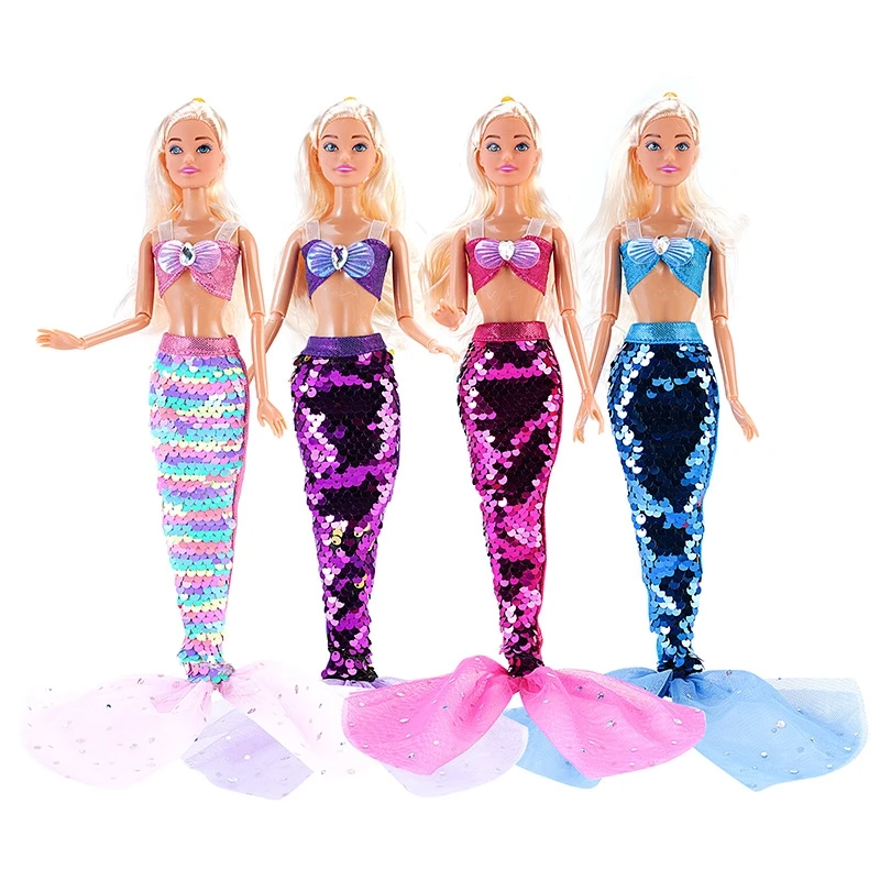 Jeden set cosplay oblečenie podobné rozprávkové príbehy Mermaid Tail Svadobné šaty šaty Party Outfit pre darčeky Barbie 1/6 Doll DIY