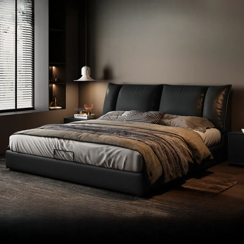 Jedinečný luxusný rám s dvojlôžkovou posteľou Kráľ veľkosť Nordic Room Európska lôžko High End Atmosféra čierna Cama de Casal Spálňa nábytok