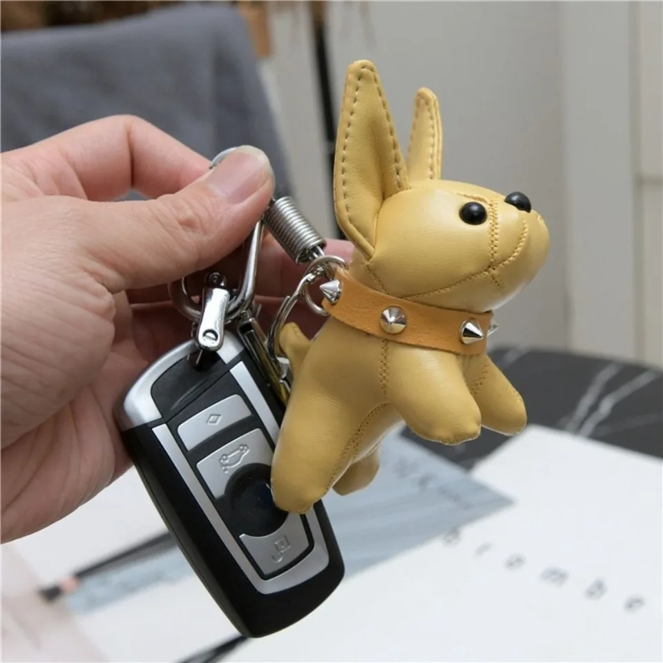 Jedinečný roztomilý bacuľatý kožený keychain francúzsky buldog kúzlo Pes Prívesok Ozdobia vynikajúce psie bábiky priateľ