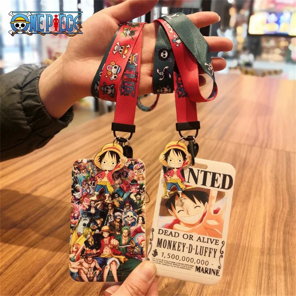 Jedna kusová karikatúra držiteľ kariet Luffy Work Card Držiteľ karty držiteľ mobilného telefónu Lanyard Men Ženy módne anime periférne