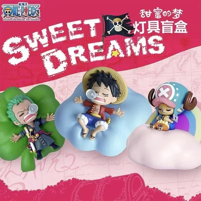 Jedna kusová slepá skrinka figúrky nočné svetlo Luffy Zoro Nami Sanji Chopper sladký sen Svetlá ozdoba anime prekvapivá box darčeková hračka