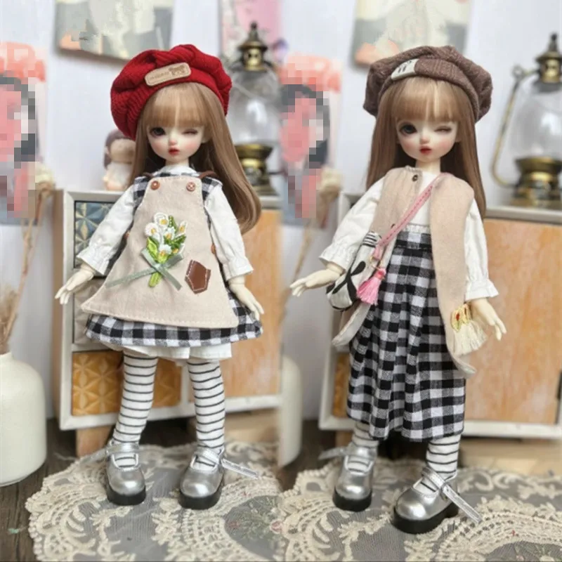Jedna súprava YOSD Plaid sukňa bjd kabát 1/6BJD HAT DOLL OUTION