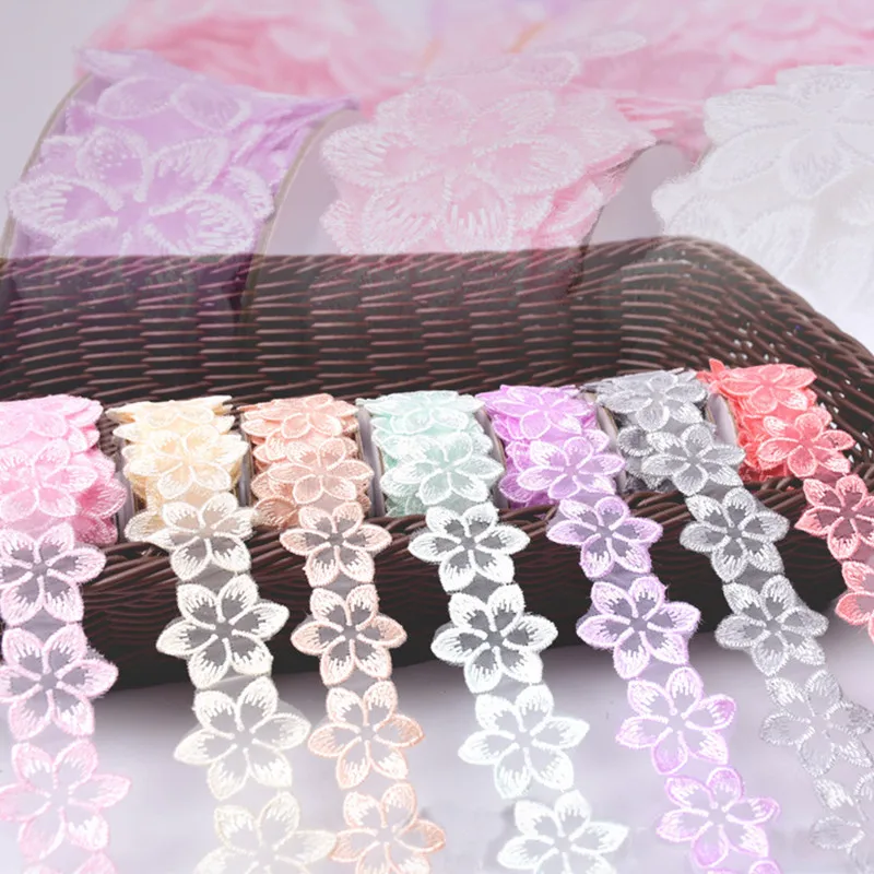 Jednlávrstva vyšívaná organza Šesť okvetných lístkov malé kvety Lace látky DIY výstrih sukne sukňové čela čela šijacích doplnkov