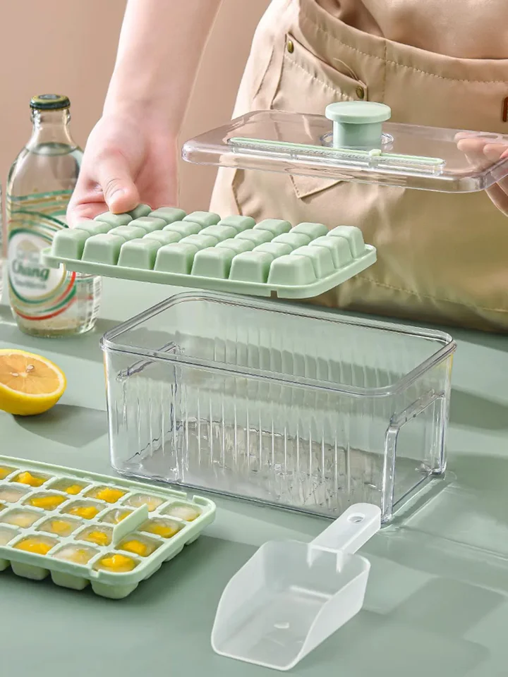 Jedno-button Creative Ice Box Type, Vysoká farba, ľahké uvoľňovanie, úložná forma na potravinách, novú ľadovú plesňu