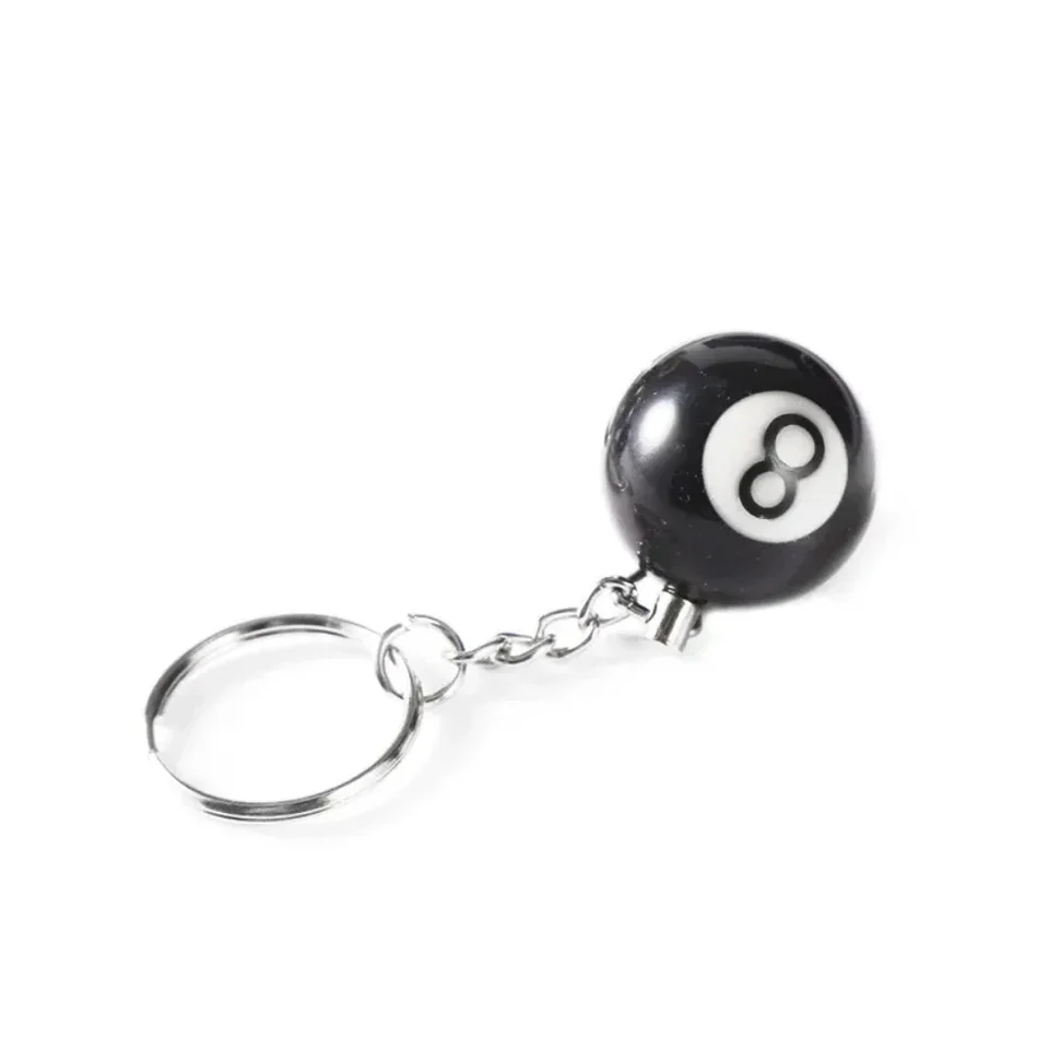 Jednoduchá móda Niche Creative Trend Billiard Keychain Round Key Ring Ring Lucky Čierny č.