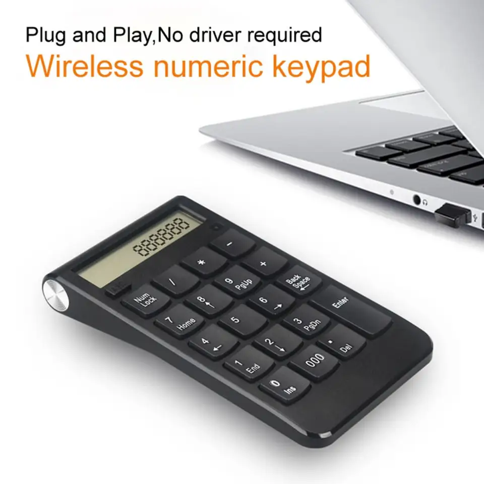 Jednoduchá numpádová klávesnica Plug Play Pohodlný dotyk prenosný 2.4g Wireless Mini Keypad Numeric Keypad s kalkulačkou