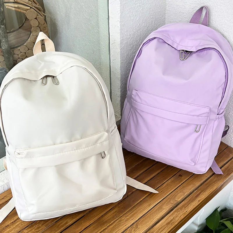 Jednoduchá plná farba dámsky batoh nepremokavým nylonovým školským taškám pre dospievajúcich dievčat bookbag lady cestovná backbag taška na rameno