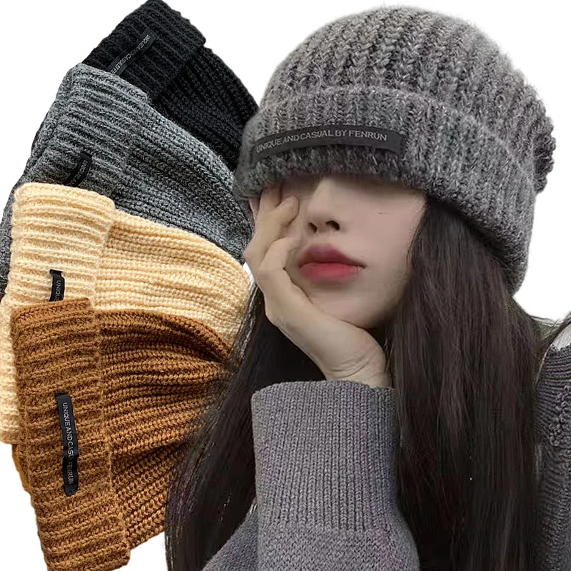 Jednoduché zimné vlnené pletenie kapota plné farby módne Ženy Warm Cap INSONALE SKULLCAP JETUMNOVÉ ČASÍ PRE LADY NOVÝ HAT