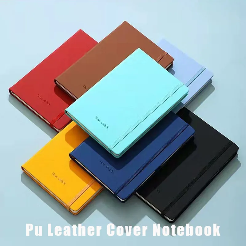 Jednoduchý A5 Viazaný notebook Creative Candy Color Witerprope PU Leather Cover Elastic Band Notepad Student Business Notepad Darček