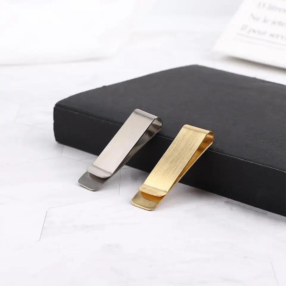 Jednoduchý dizajn elegantná zlatá farba 2 farby strieborné kovové svorky Money Držiteľ kovov Peniaze Money Clip Wallet Peňažná svorka kreditná karta ID Clipy