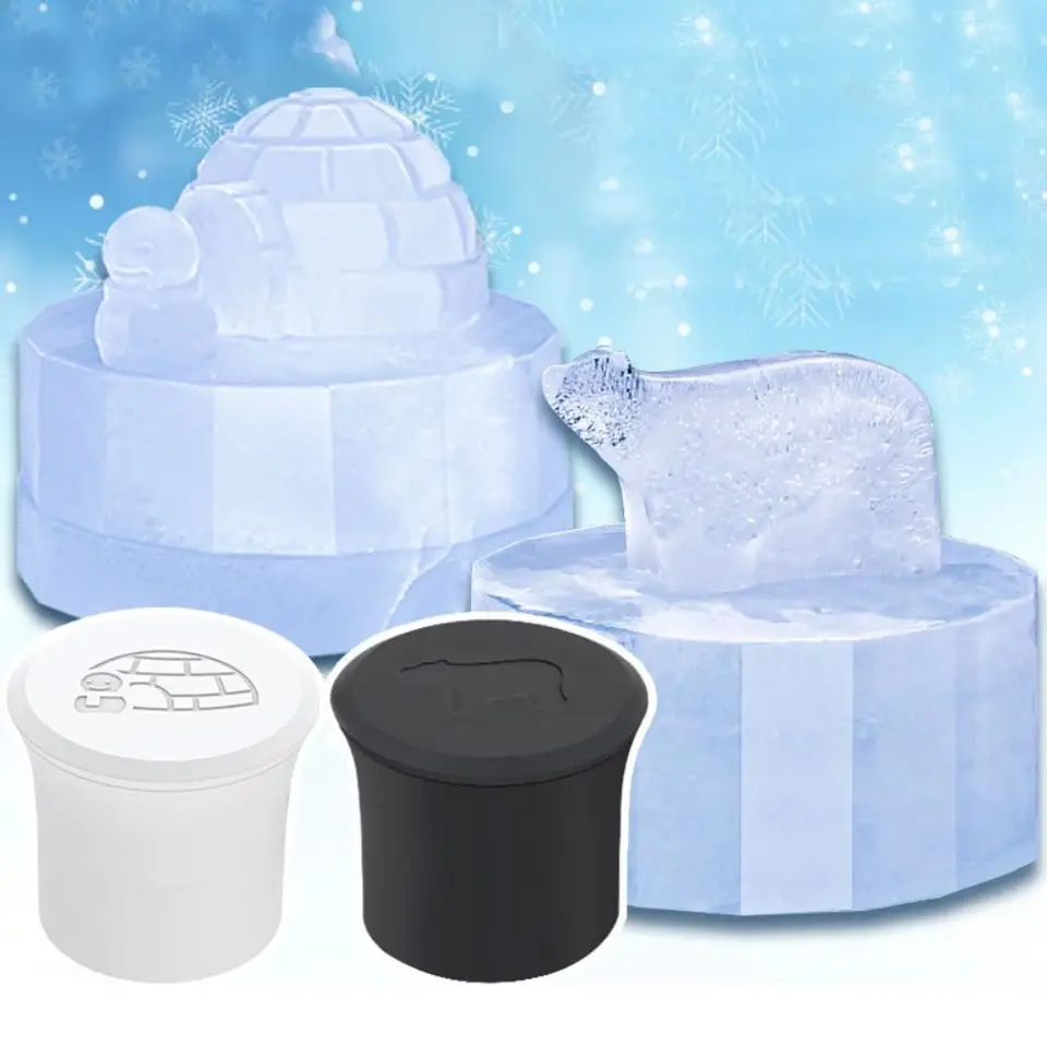 Jednoduchý roztomilý Igloo v tvare ľadovej kocky DIY Silikón polárny medvedí ľadové formy Opätovne použiteľné letné kuchynské náradie