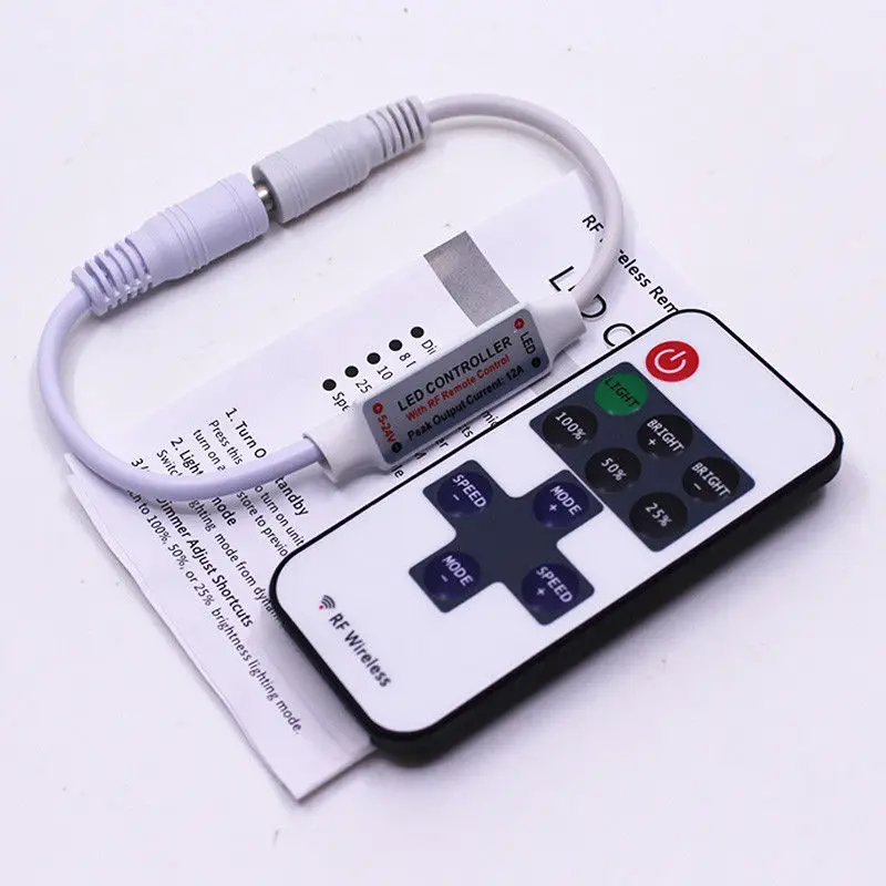 Jednofarebný ovládač stmievača LED DC 11Keys Mini RF Wireless Diaľkové ovládanie pre LED pásik