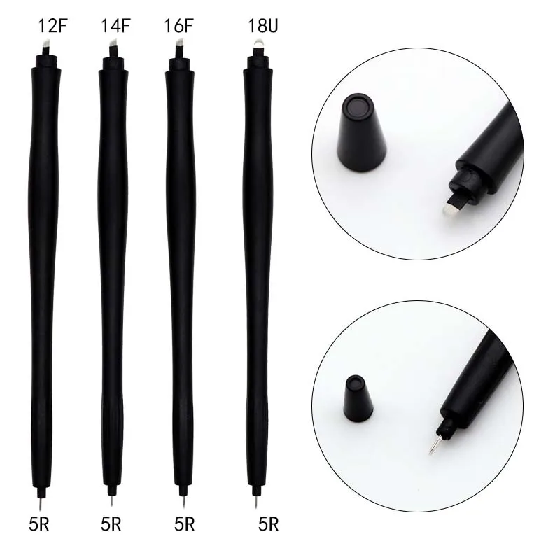 Jednorazové mikrobladivé pero nano 0,18 mm 12/14/16 PIN sklonené a 18U ihly ostré sterilné šikmé (14/14/16 svah - čierna)