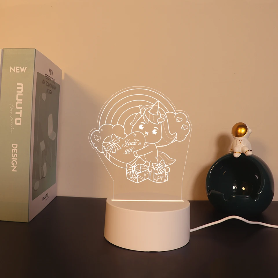 Jednorožec Funny 3D LED nočná lampa USB dekorácie Detská darčeková atmosféra stola