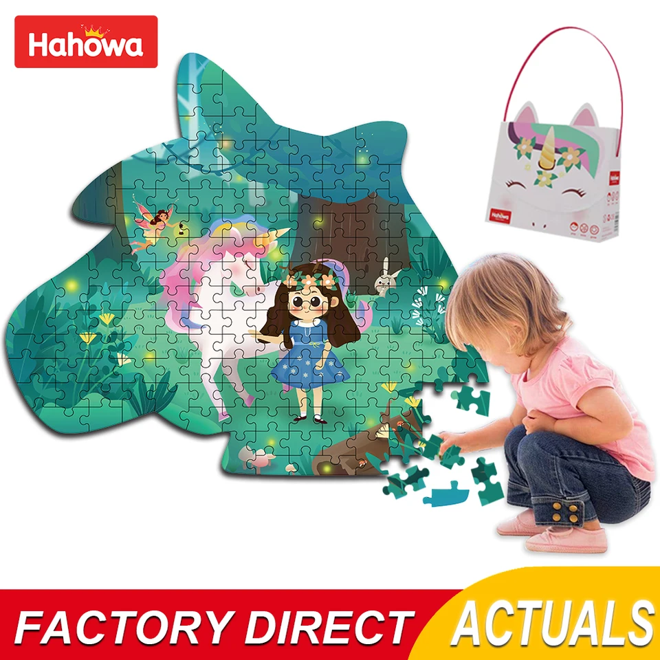Jednorožec puzzle karikatúry dievčat princeznej jigsaw puzzle DIY dieťa nepravidelné zvieracie puzzle vzdelávacie hry hračky vianočné darčeky pre deti